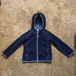 REI Navy Blue Hooded Fleece Jacket Sm 4-5